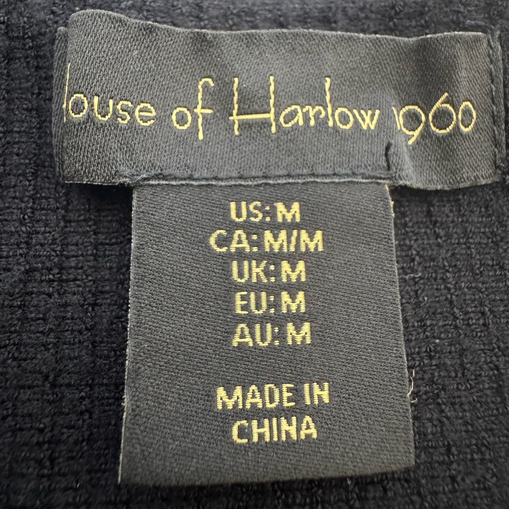 House of Harlow 1960 Black Womens Wide Strap Ribbed Knit Crop Top Size Medium - Picture 4 of 7